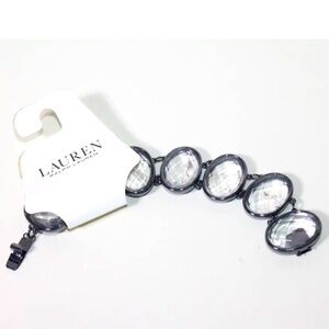 Ralph Lauren Crystal Links Chunky Bracelet Black Tone